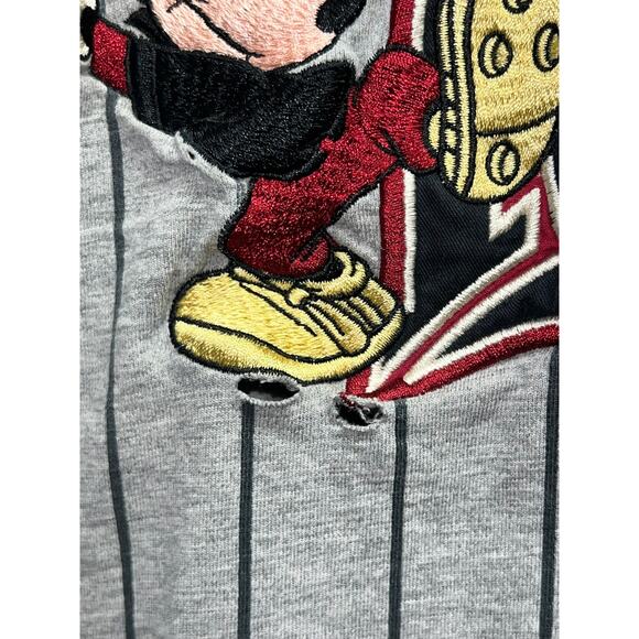 Vintage Disney Mickey Mouse Jersey Baseball Style Pinstripe Cartoon Worn 90s 2XL - Picture 4 of 11